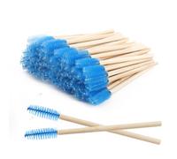 MyAoKuE-UP 100 Pack Bamboo Handle Mascara Wands Disposable Eyelash Brushes Lash Extension Tool, Blue