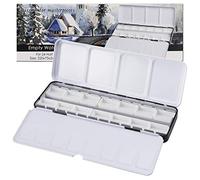 MyArTool Empty Watercolor Palette, Metal Empty Watercolor Tin Palette Paint Case with 12 PCS Empty Full Pans for DIY Travel Watercolor Palette, Acrylic and Oil Painting