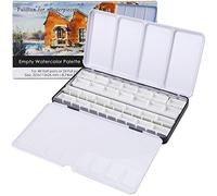 MYARTOOL Metal Palette Case - Fold-Out Paint Tins Hold 24 Pans, Travel Palette for Watercolor & Acrylic Painting