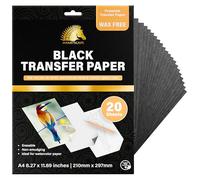 MyArtscape Graphite Transfer Paper, 20 Black Sheets - Wax Free - Erasable - Smudge-Free - Ideal for Drawing, Tracing and Watercolor Transfer - Premium Arts and Crafts Supplies