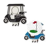 Myartte Golf Cart Hat Clip, Assorted Pattern Golf Ball Markers 24.4MM,Nice Golf Gift for Women Men,Pack of 2 (Golf tee and Flag)