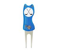 Myartte Golf Divot Repair Tool,Foldable Divot Tool, Stainless Steel Switchblade with 2 PCS Detachable Golf Ball Marker Pop-up Button (Blue Golf and tee)