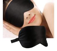 MYAY 100% Silk Sleep Mask, Eye Mask for Sleeping, Silk Eye Mask Light-Blackout Design Adjustable Elastic Headband for Women & Men at Home and Travel - Black