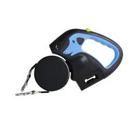 MYAYD 3M Dual-Head 2-in-1 Rechargeable Retractable Dog Leash with LED Light, Non-Slip Handle, One-Touch Lock, Supports Up to 20kg for Walking 2 Small Medium Large Dogs (BLUE)