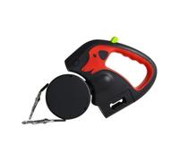MYAYD 3M Dual-Head 2-in-1 Rechargeable Retractable Dog Leash with LED Light, Non-Slip Handle, One-Touch Lock, Supports Up to 20kg for Walking 2 Small Medium Large Dogs (RED)