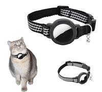 MYAYD Airtag Cat Collar, Reflective Kitten Collar with Apple Airtag Cat Collar Holder in 1.5" Width, Safety Buckle for Girl Boy Cats, Pet Supplies, Gifts, for XS-S Size, Adjustable 9-14In - S