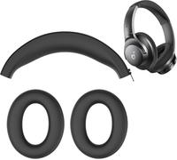 MYAYD Ear Pads Compatible with Anker Soundcore Q20i Headphones, Ear Pads with Softer Protein Leather, Noise Isolation Foam (Black)