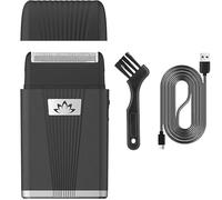 MYAYD Electric Shaver Cordless Double Metal Foil Shaver for Men, Electric Razor Rechargeable with Beard Trimmer, Rechargeable Type-C for Wet and Dry Shaving, Black