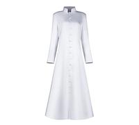 MYAYD Women's Cassock Robe Church Robe Choir Minister Clergy Pulpit Liturgical Black White (White, XL), White, XL