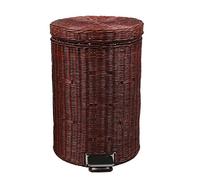MYBA Waste Bin Rattan Trash Can Handmade Trash Bin with Lid Pedal 5L 8L 12L Rubbish Bin for Bathroom, Powder Room, Bedroom,Office Bin (Color : Brown, Size : 5L)