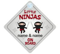 mybabyonboard.co.uk Little Ninjas On Board Personalised Car Sign New Baby/Child Gift/Present