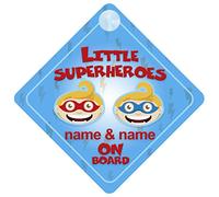 mybabyonboard.co.uk Little Superheroes On Board Personalised Car Sign New Baby/Child Gift/Present