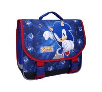 mybagstory | Boys School Bag SONIC Still Unstoppable | Primary School Bag | 2 Compartments 38x12x33cm | Blue and Red