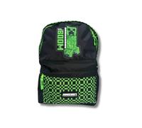 mybagstory | Minecraft Backpack | 1 Compartment | 42x30x18cm | Green and black school bag with front pocket. The Boom design will delight all young schoolchildren who are passionate about