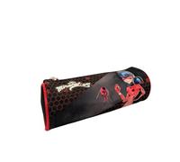 mybagstory - Miraculous School Pencil Case - 1 Compartment Children's Pencil Case - 21.5 x 7.3 x 7.3 cm - Zip Closure - Official Ladybug Product, Black/Red - Miraculous - Pencil Case - 21.5 Cm, Enfant