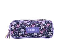 mybagstory | School Pencil Case | Milky Kiss Flowers | Blue 22 cm | Rectangular format of 8 x 9 x 22 cm, ideal for storing school supplies with cute pompom pulls