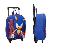 mybagstory - Sonic Blue 3D Wheeled Backpack for Boys - Trolley - Child - School - Kindergarten - Daycare - Boy - Size 32 cm - Adjustable Straps - Wheels - Gift Idea, Sonic - Blue, Classic