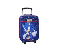 mybagstory Sonic The Hedgehog Trolley Suitcase for Children, Blue and Red, Ideal for Travel and Holiday, Dimensions 49 x 31 x 14 cm, Official Sega Made to Roll Design