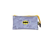 mybagstory - Triple Compartment Pencil Case - Batman - Child - School - Kindergarten - Daycare - Boys Pencil Case - Size 21 cm - Gift Idea, Batman - Grey, Enfant, Classic