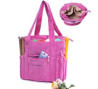 MYBAGZING Crochet Bag and Tote - Corduroy Yarn Bag - Yarn Holder and Storage for Crochet Hooks, Knitting Accessories - Mother's Day Gift