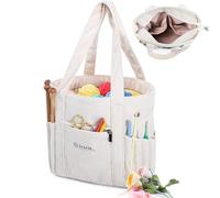 MYBAGZING Crochet Bag and Tote - Corduroy Yarn Bag - Yarn Holder for Crocheting - Crochet Storage Bag for Crochet Hooks, Crochet Accessories, Knitting Bag for Crochet Lovers, Mother's Day Gift