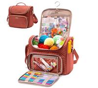 MYBAGZING Crochet Bag Organizer, Quilted Storage Bag with Hanging Hook, Yarn Holder for Knitting & Crochet Accessories, Mother's Day Gift