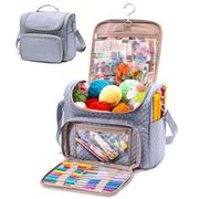 MYBAGZING Crochet Bag Organizer, Quilted Storage Bag with Hanging Hook, Yarn Holder for Knitting & Crochet Accessories, Mother's Day Gift