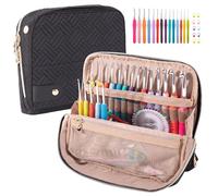 MYBAGZING Crochet Hook Case with 14 Ergonomic Hooks 2mm-B10mm-N - Stand Up Organizational Case for Crochet Lovers, Kit for Beginners