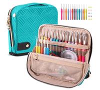 MYBAGZING Crochet Hook Case with 14 Size Crochet Hooks Set 2mm(B)-10mm(N) Ergonomic Crochet Hooks with Crochet Case Stand Up - Crochet Hook Organize for Crochet Lovers, Crochet Kit for Beginners