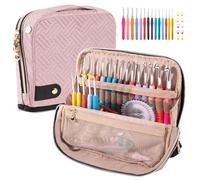 MYBAGZING Crochet Hook Case with 14 Size Crochet Hooks Set 2mm(B)-10mm(N) Ergonomic Crochet Hooks with Crochet Case Stand Up - Crochet Hook Organize for Crochet Lovers, Crochet Kit for Beginners