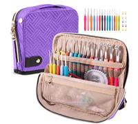 MYBAGZING Crochet Hook Case with 14 Size Crochet Hooks Set 2mm(B)-10mm(N) Ergonomic Crochet Hooks with Crochet Case Stand Up - Crochet Hook Organize for Crochet Lovers, Crochet Kit for Beginners