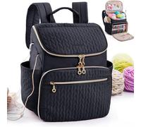 MYBAGZING Knitting Bag Backpack, Large Crochet Backpack - Crochet Bag Organiser, Yarn Storage Organiser - Yarn Holder with 10 Pockets for Crochet Accessories, Knitting and Crochet Supplies, Crochet