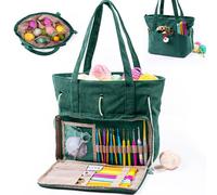 MYBAGZING Large Crochet Tote - Corduroy Yarn Holder for Crocheting - Storage Bag for Hooks, Accessories, Knitting - Mother's Day Gift