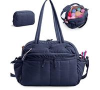 MYBAGZING Stylish Crochet Bag Organizer with Crochet Hook Case, Large Capacity Yarn Bag for Crocheting on The Go, Soft Quilted Crochet Tote with 7 Compartments, Knitting Project Carry-On Travel Gift