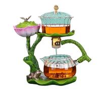 MYBAQ Lotus Flower Magnetic Teapot Set, Glass Teapot with Magnetic Dispensing, Smooth Eagle's Mouth Design, Easy to Clean Filter, 2.9L Capacity, Green Color
