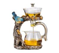 MYBAQ,Magpie Glass Tea Brewer,Magnetic Teapot,Semi Automatic Tea Set,Lazy Kung Fu Glass Tea Set,Heat Resistant Glass Teapot Set,For Brewing Loose and Flower Teas At Home and Office