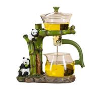 MYBAQ,Panda Glass Tea Set,High-Grade Magnetic Tea Maker for Home Use,Lazy Kung Fu Glass Tea Set,Lazy Teapot,Semi Automatic Tea Set,for Brewing Loose and Flower Teas at Home and Office