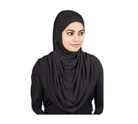 MyBatua 2-Piece Al-Amira Hijab with Under Scarf/Cap/Bonnet in Soft Viscose Jersey, Ready to Wear HJ-129 (Black)
