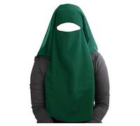MyBatua 3 Layers Saudi Niqab In Breathable Georgette, Wholesale Price, 1pc Face Veil NQ-003 (Dark Green)