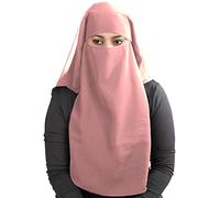 MyBatua 3 Layers Saudi Niqab In Breathable Georgette, Wholesale Price, 1pc Face Veil NQ-003, Dusty Pink, One Size