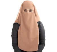 MyBatua 3 Layers Saudi Niqab In Breathable Georgette, Wholesale Price, 1pc Face Veil NQ-003, Pink Tan, One Size