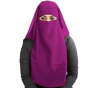 MyBatua 3 Layers Saudi Niqab In Breathable Georgette, Wholesale Price, 1pc Face Veil NQ-003 (Wine)