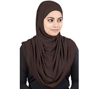 MyBatua Women's 2-Piece Al-Amira Hijab with Under Scarf/Cap/Bonnet in Soft Viscose Jersey, Ready to Wear HJ-129, Brown, One Size
