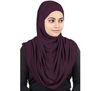 MyBatua Women's 2-Piece Al-Amira Hijab with Under Scarf/Cap/Bonnet in Soft Viscose Jersey, Ready to Wear HJ-129, Dark Burgundy, One Size