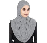 MyBatua Women's 2-Piece Al-Amira Hijab with Under Scarf/Cap/Bonnet in Soft Viscose Jersey, Ready to Wear HJ-129, Silver Grey, One Size