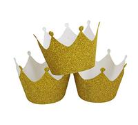 Mybbshower 36 Pcs Gold Glitter Crown Cupcake Wrappers Cake Paper Cups Muffin Case Trays for Wedding Party Birthday Decoration