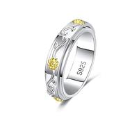 MYBELLNA Fidget Ring 925 Sterling Silver Anxiety Relieve Spinner Rings Rose Flower Sunflower Band Ring ADHD Autism Stress Relieving for Women Mom Men