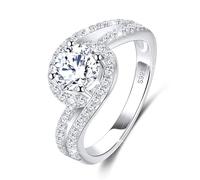 MYBELLNA Moissanite Ring for Women,1ct D Color VVS1 Clarity Brilliant Round Cut Lab Diamond Ring 18K White Gold Plated 925 Sterling Silver Promise Rings for Engagement Wedding 2 (Ring-2, O)