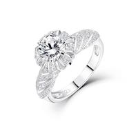 MYBELLNA Moissanite Ring for Women,1ct D Color VVS1 Clarity Brilliant Round Cut Lab Diamond Ring 18K White Gold Plated 925 Sterling Silver Promise Rings for Engagement Wedding 4 (Ring-2, O)