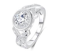 MYBELLNA Moissanite Ring for Women,1ct D Color VVS1 Clarity Brilliant Round Cut Lab Diamond Ring 18K White Gold Plated 925 Sterling Silver Promise Rings for Engagement Wedding 1 (Ring-2, O)